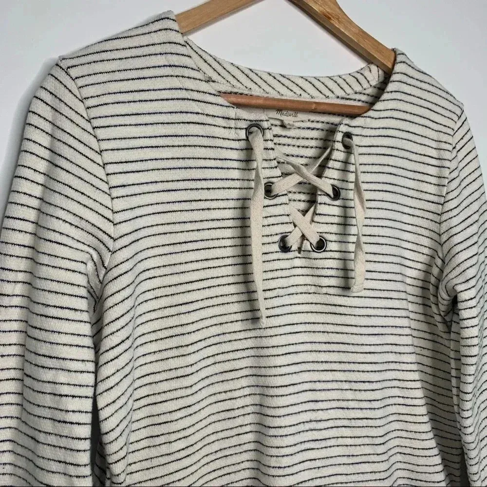 Madewell Striped Lace Up Top Size Medium - Image 9