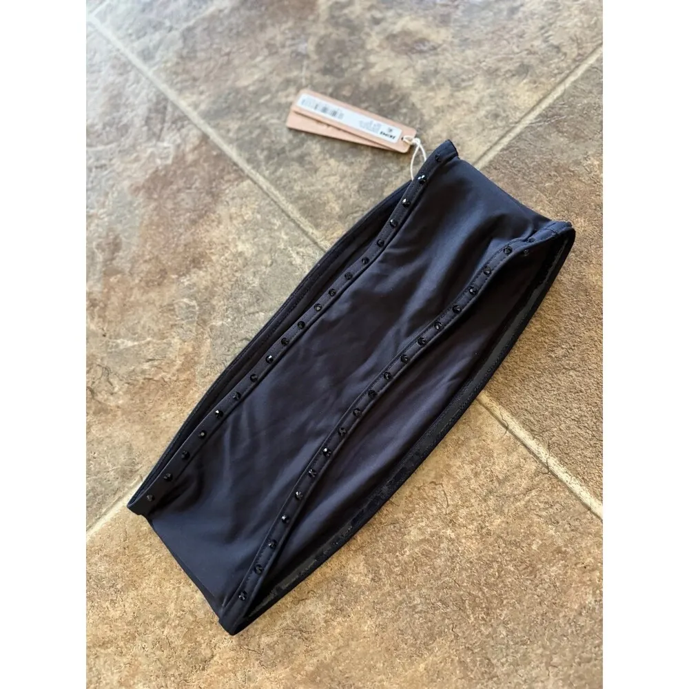 Skims Rhinestone Swim Bandeau Bikini Top Onyx Size XS - Image 9