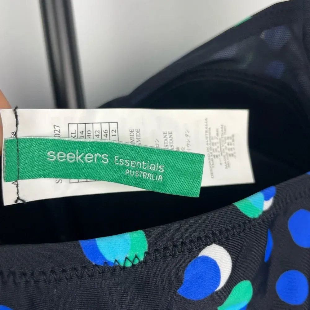 Seekers Australia Black‎ Shaping Blue Green Polka Dot One Piece Bathing Suit Black Size 12 - Image 6