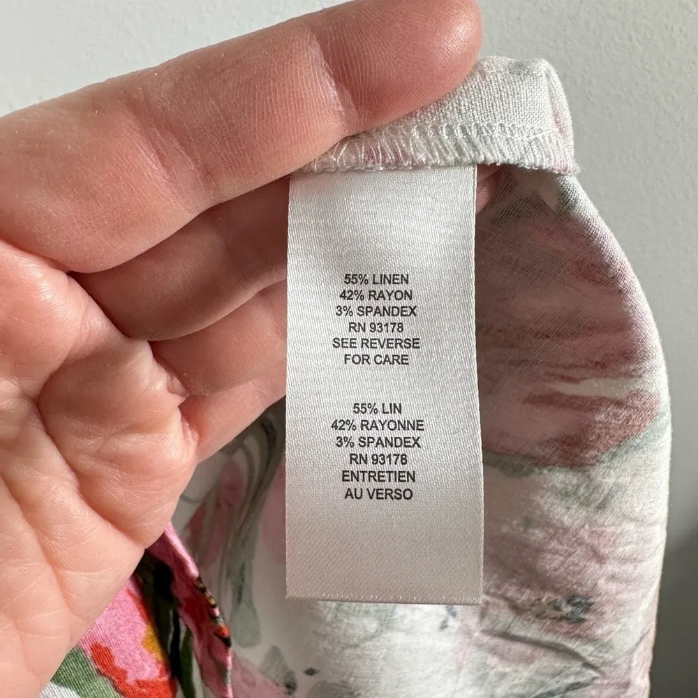 Tahari Size 12 Linen Blend Floral Collared Sheath Dress Bridal Shower‎ Wedding - Image 6