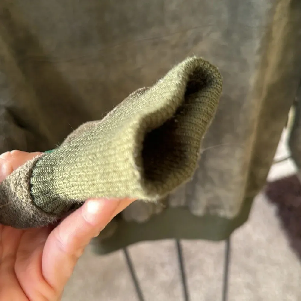 Vintage Green Suede Kenar boat neck style knit sleeve & edge details size M top - Image 4