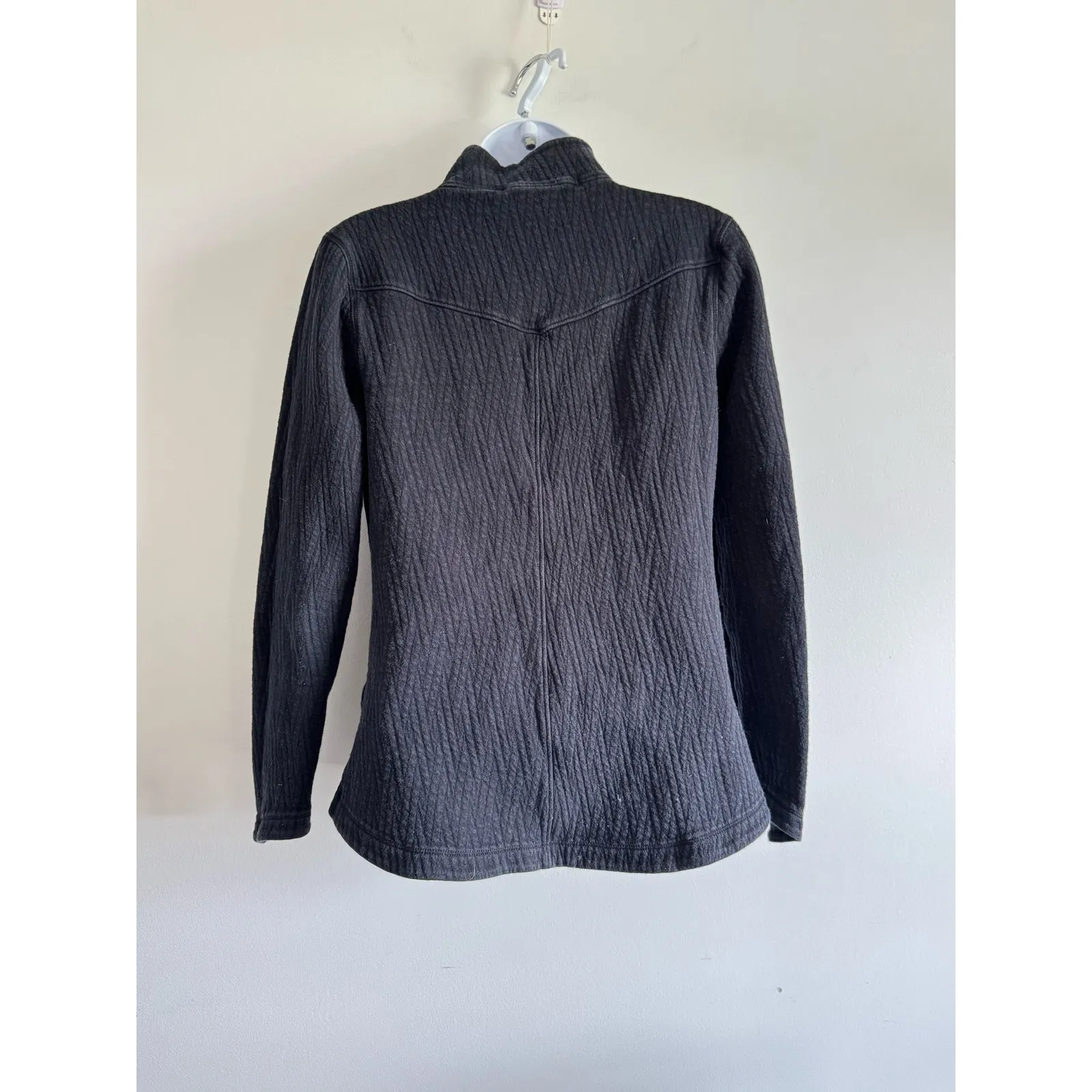 Crane & Lion Quilted Half Zip Pullover Gray Size 6 Cotton Blend Long Sleeve Blue - Image 6