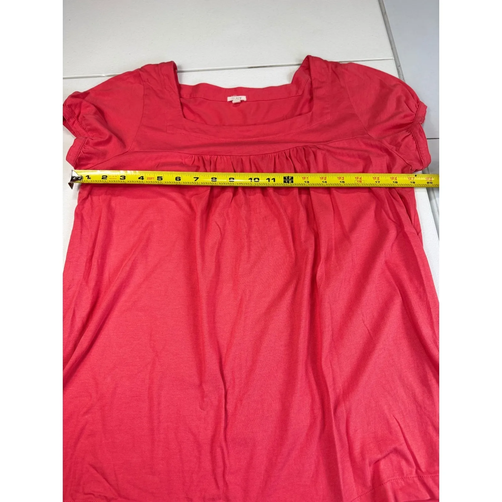 J Crew Coral Square Neck Short Sleeve Blouse Top Basic Casual Everyday M - Image 5