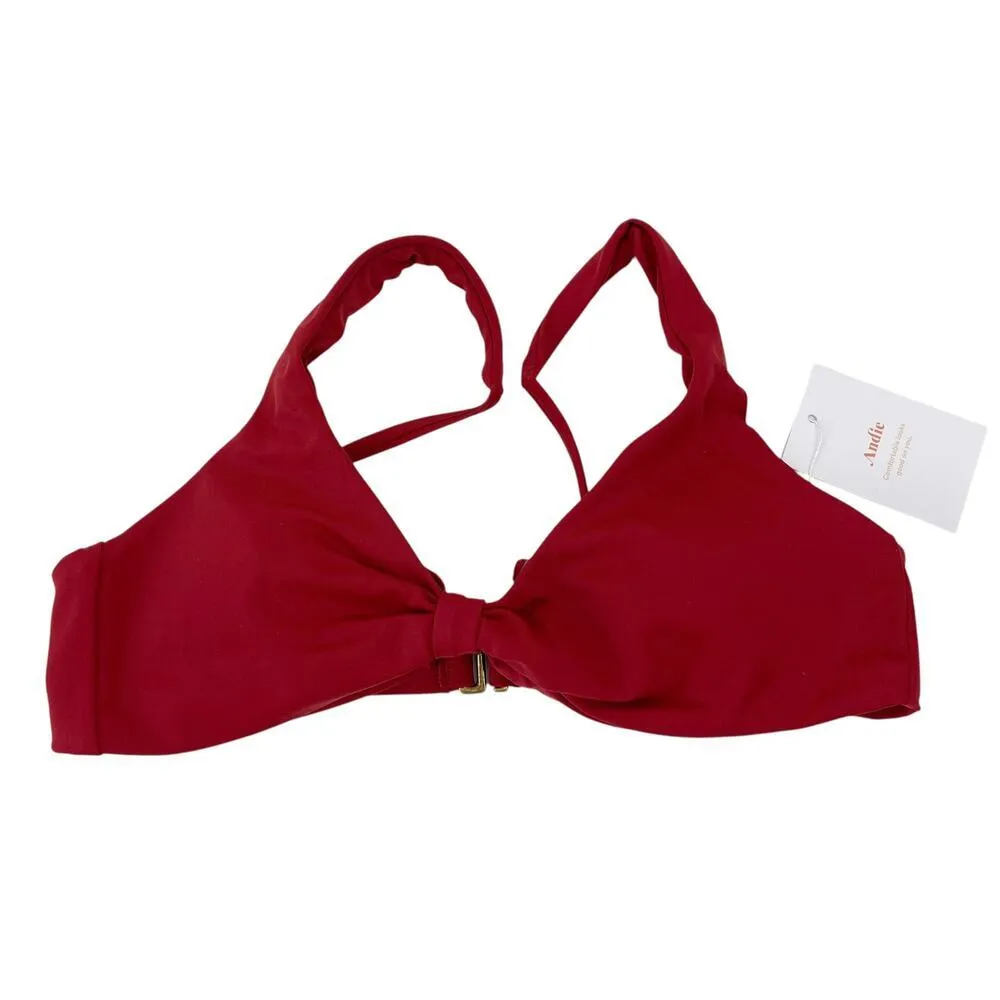 Andie Swim V-Neck Plunge Amor Bikini Top in Crimson Red Size XS NEW with tags! - Image 2