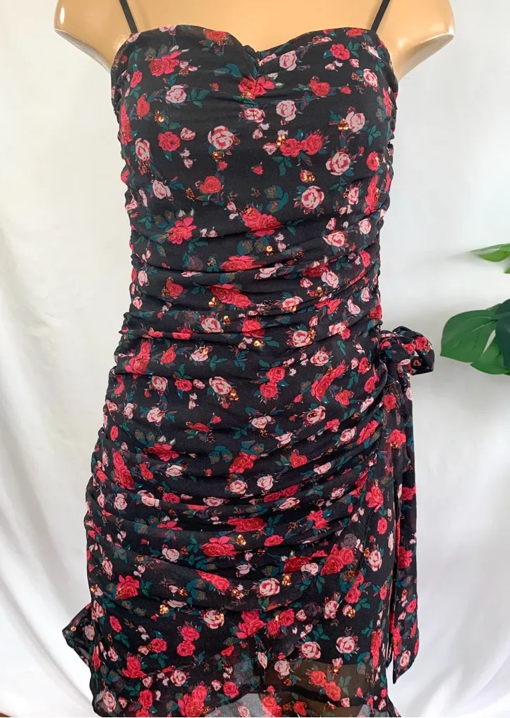 black and red floral mini dress Julisa Corset Mini Dress Red / Black Floral
