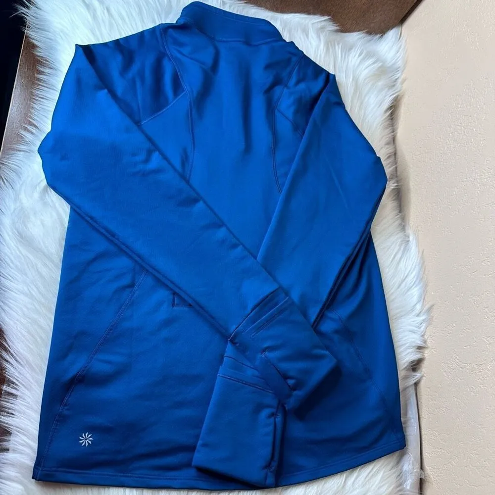 Athleta Women’s 1/4 Zip Top In Medium Ocean Blue Long Sleeve Running Athleisure - Image 14