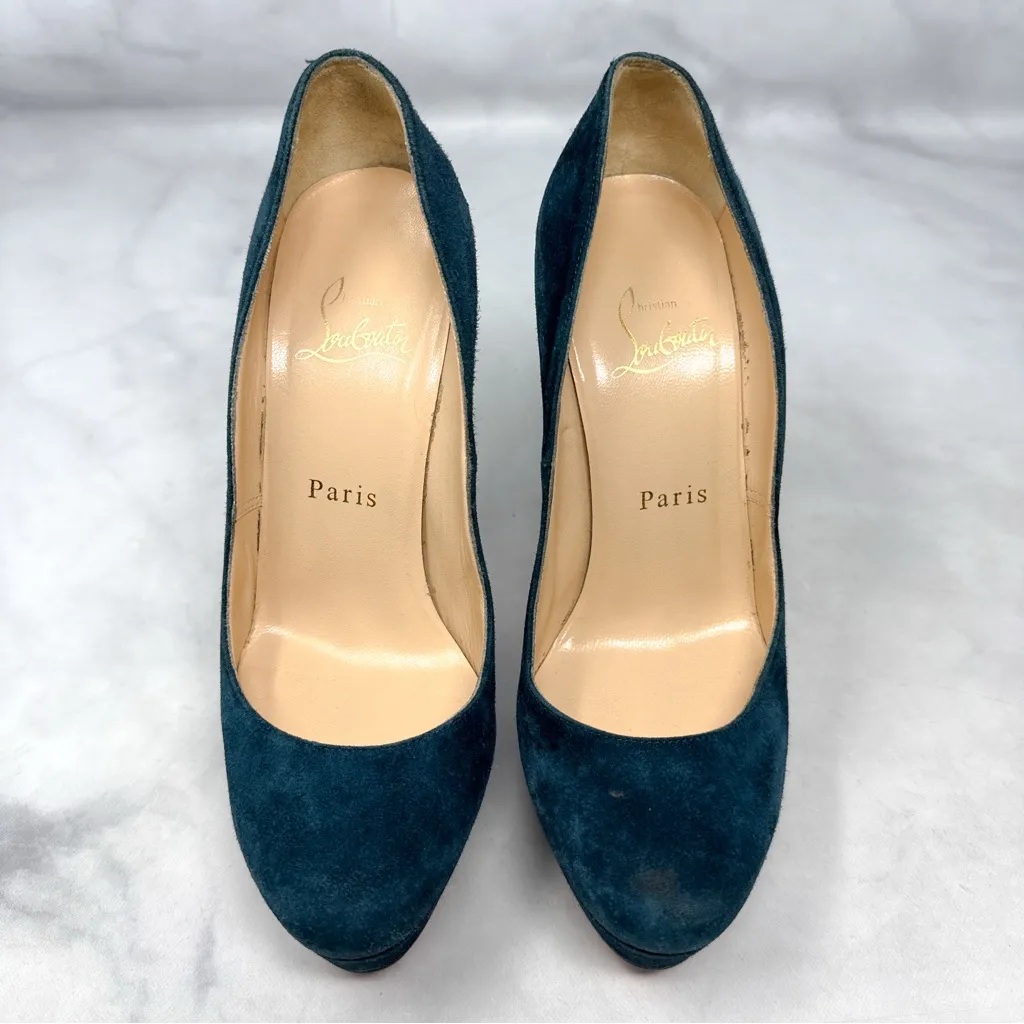 Christian Louboutin Bianca 140 Suede Veau Velours Platform Stiletto Pumps Heels - Image 4