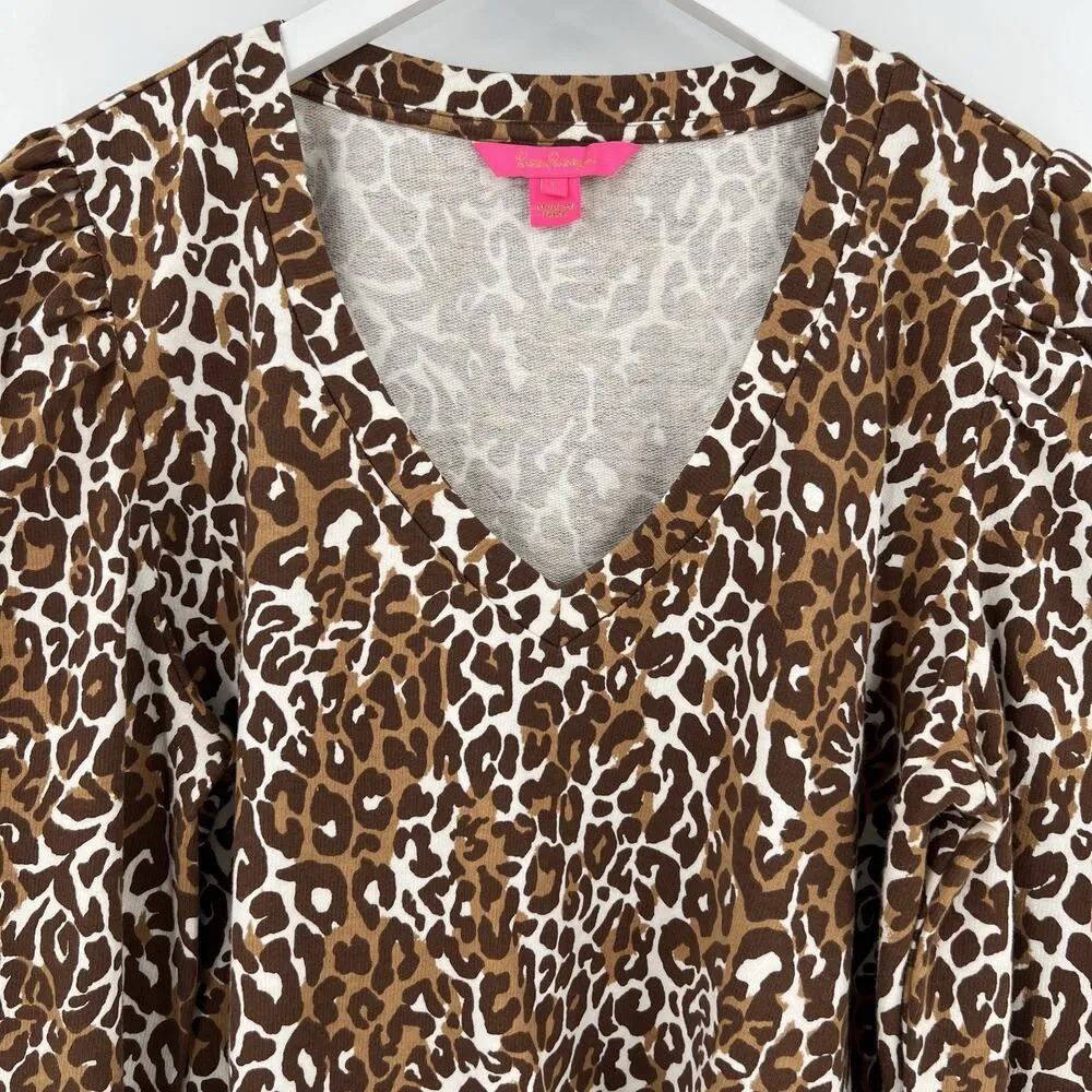 Lilly Pulitzer Chocolate My Favorite Spot Jansen V-Neck Sweatshirt Size Large‎ - Image 4
