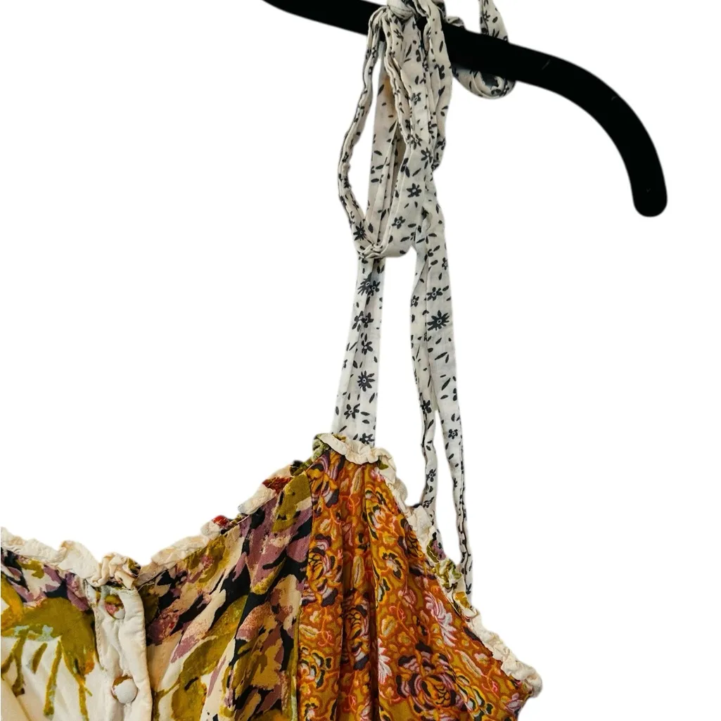 Free People Lover Boy Dress Floral Patchwork Button Front Boho Cottage Size 4 - Image 3