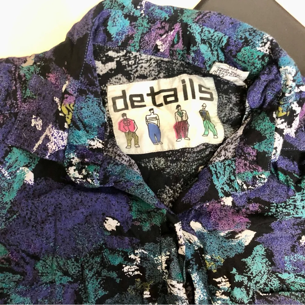 Vintage 80s Details Short Sleeve Button Down Shirt Oversized Abstract AOP size M Multiple Size M - Image 4