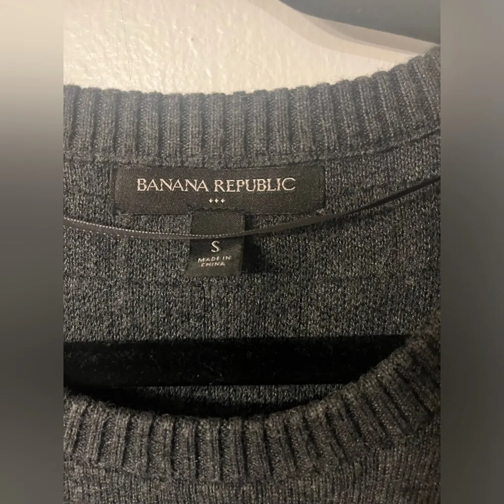 Banana Republic Small‎ Charcoal Gray Sweater Dress Short Sleeve Knit Ribbed - Image 2