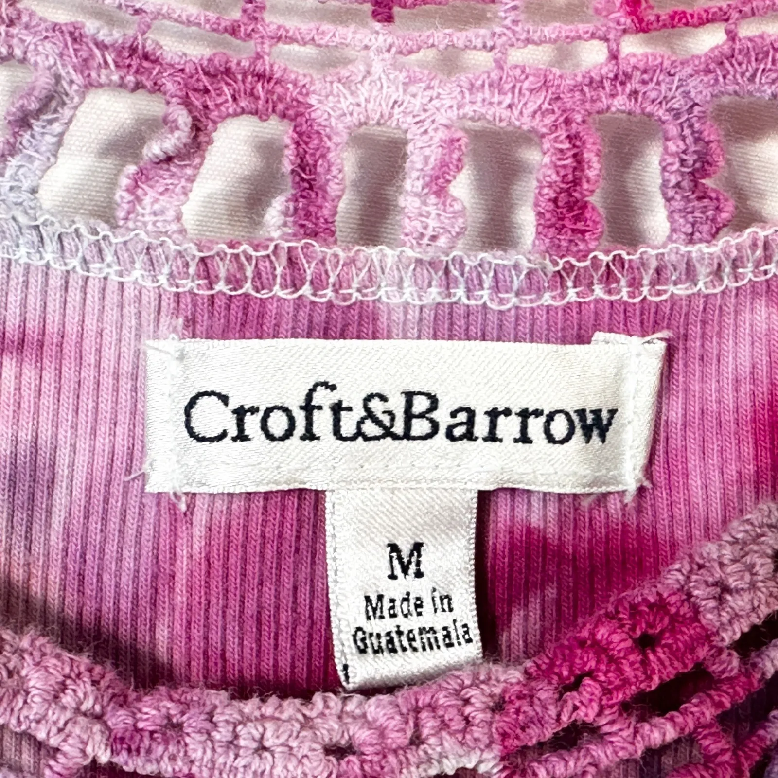 Croft & Barrow Medium Tank Top Handmade Tie Dye Crochet Sleeveless Pink Blue 453 - Image 10