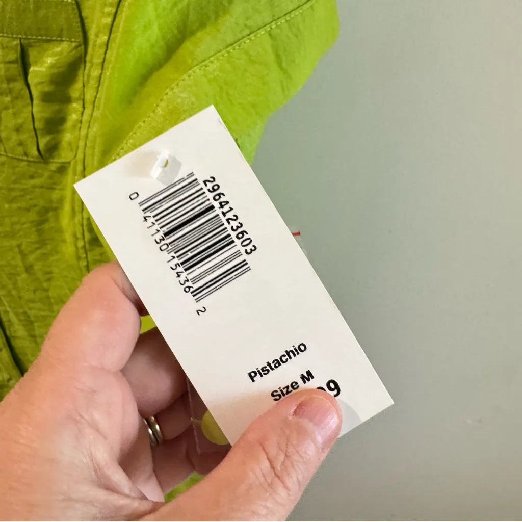 Vintage Joanna Deadstock NWT Pistachio Green Safari Shirt Medium - Image 2