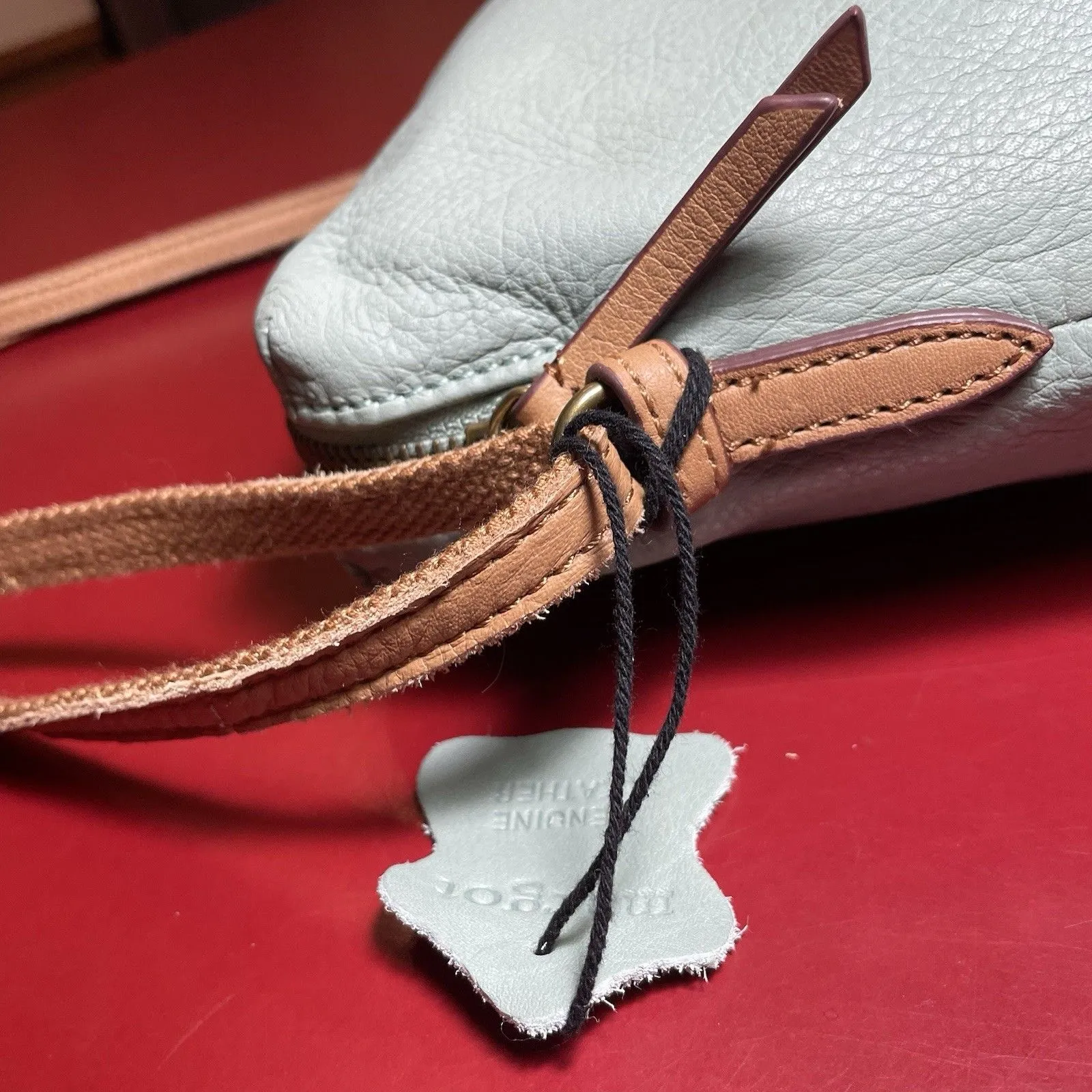 Margot New York Soft Pebbled Leather Small Crossbody Bag Seafoam Green Neutral - Image 12