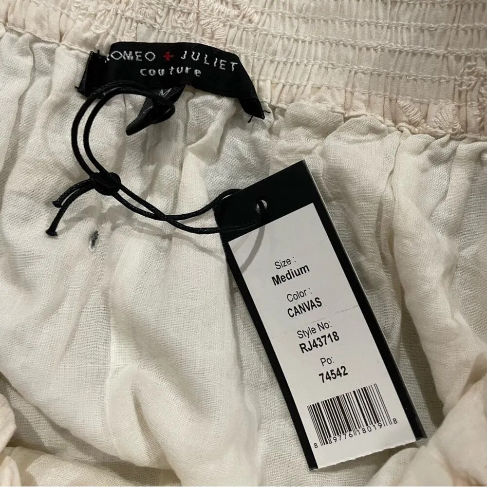 Romeo + Juliet Couture Women's Canvas Off Shoulder Short Sleeve Mini Dress sz M - Image 4