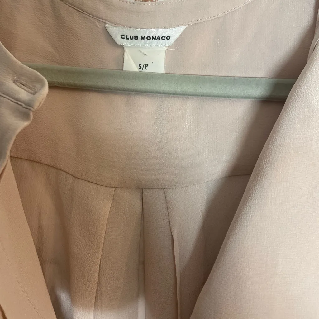 Club Monaco Silk Asymmetrical Blush Blouse - Image 3