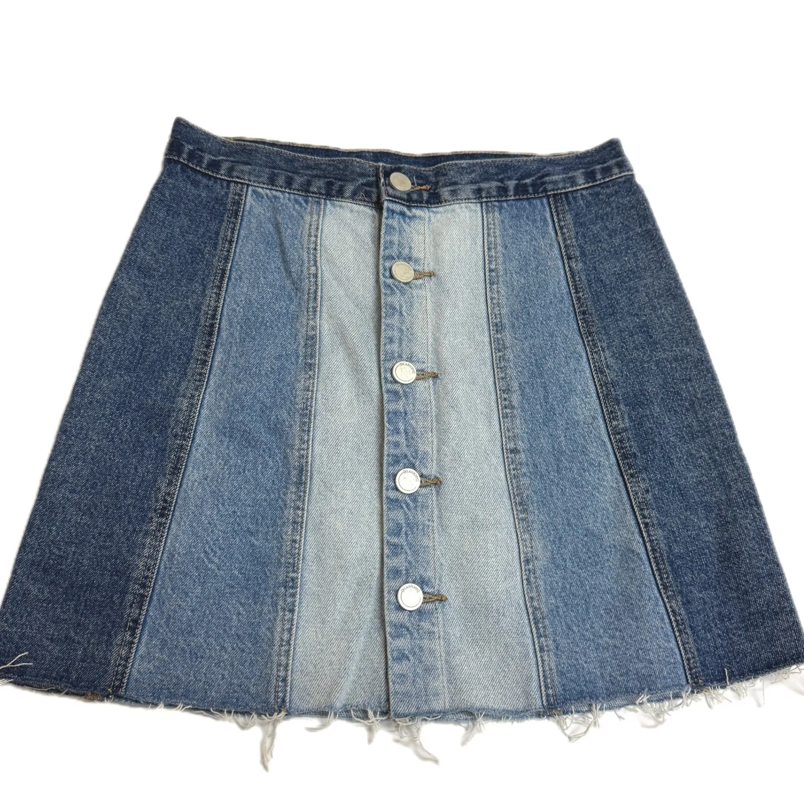 BLANKNYC Skirt Womens Size 26 Blue All or Nothing Denim Panel Button Front Mini - Image 2