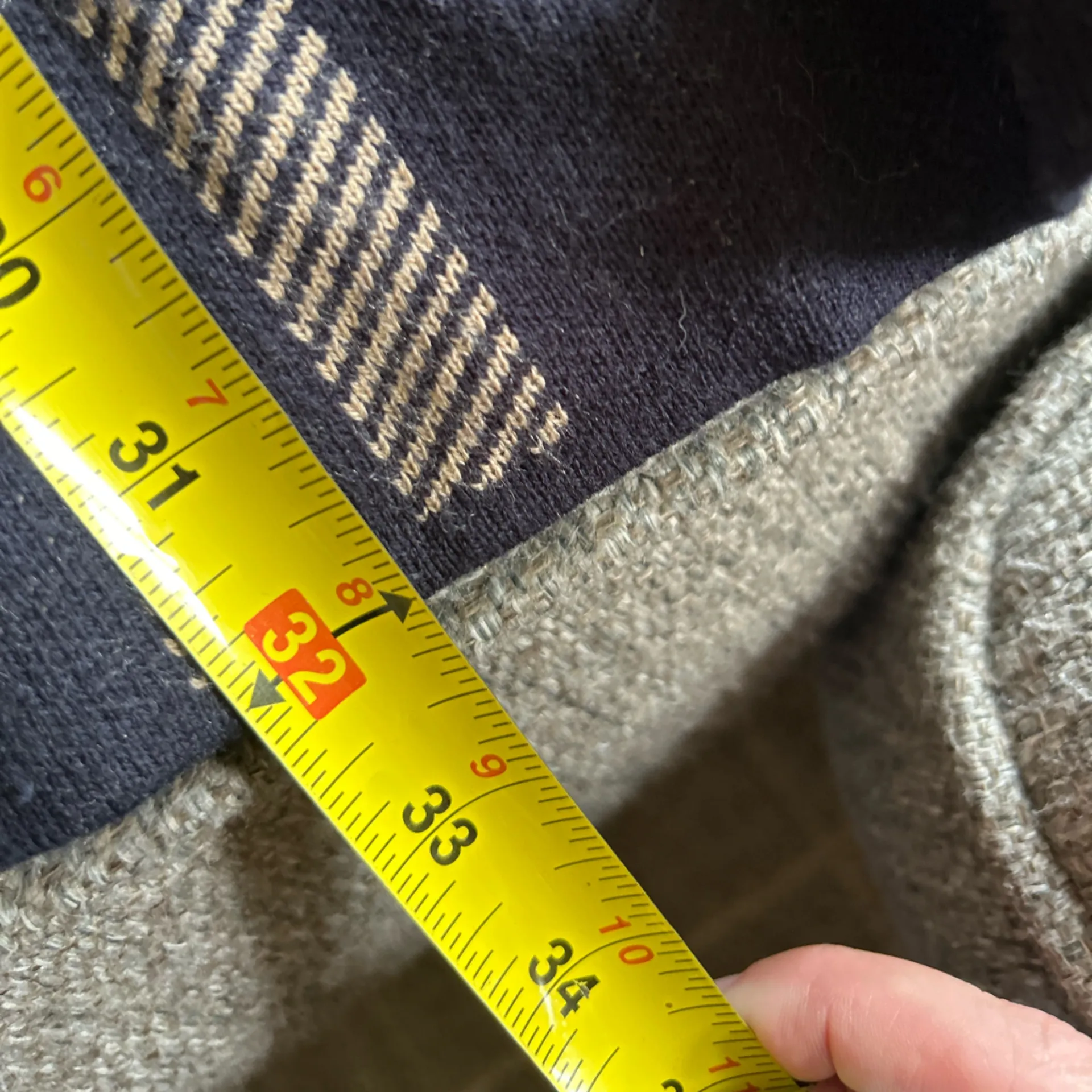 Anne Klein Navy Blue and Tan Plaid Sweater Double Breasted Blazer | Size XL - Image 7