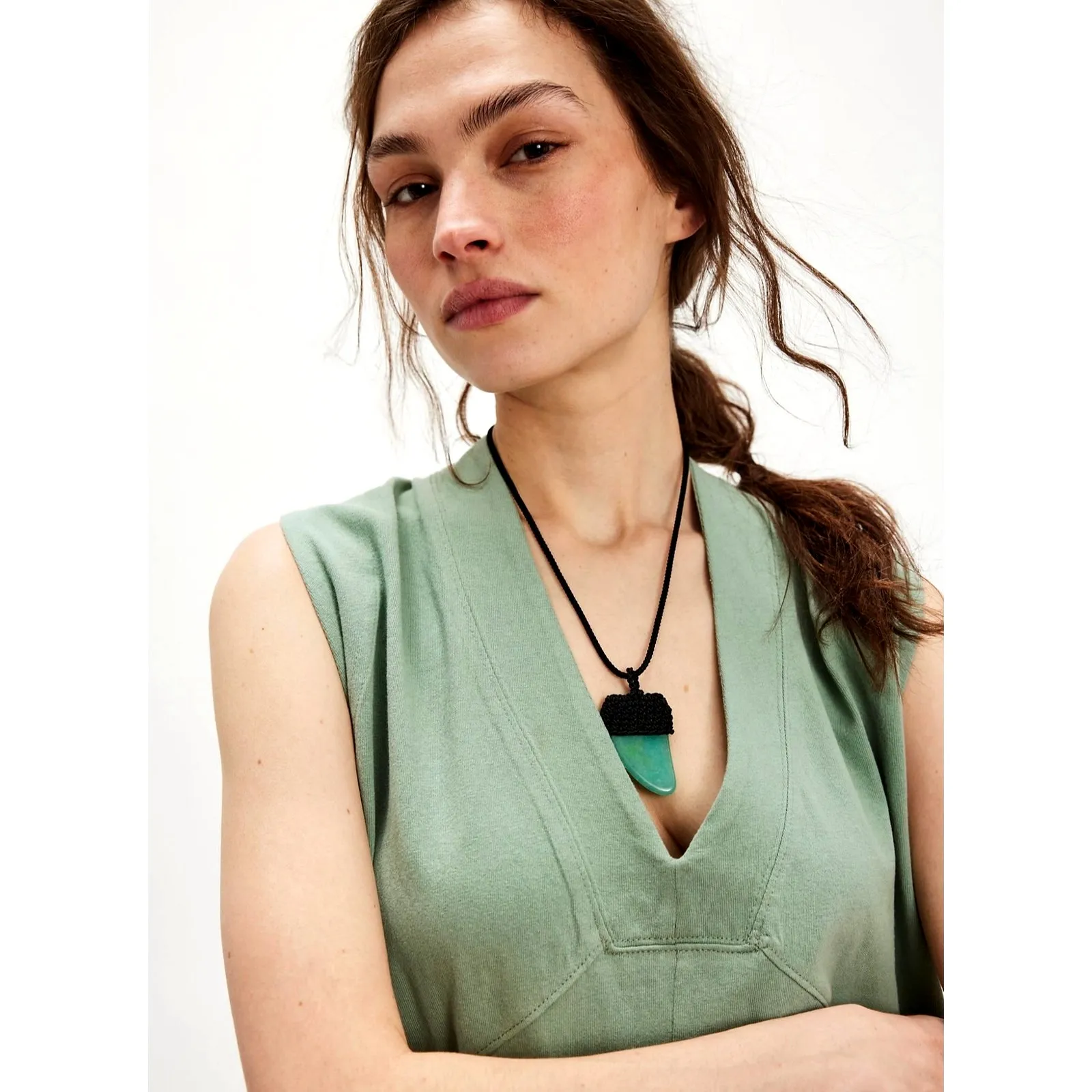 Free People Eleanor Pendant Necklace Amazonite One Size - Image 4