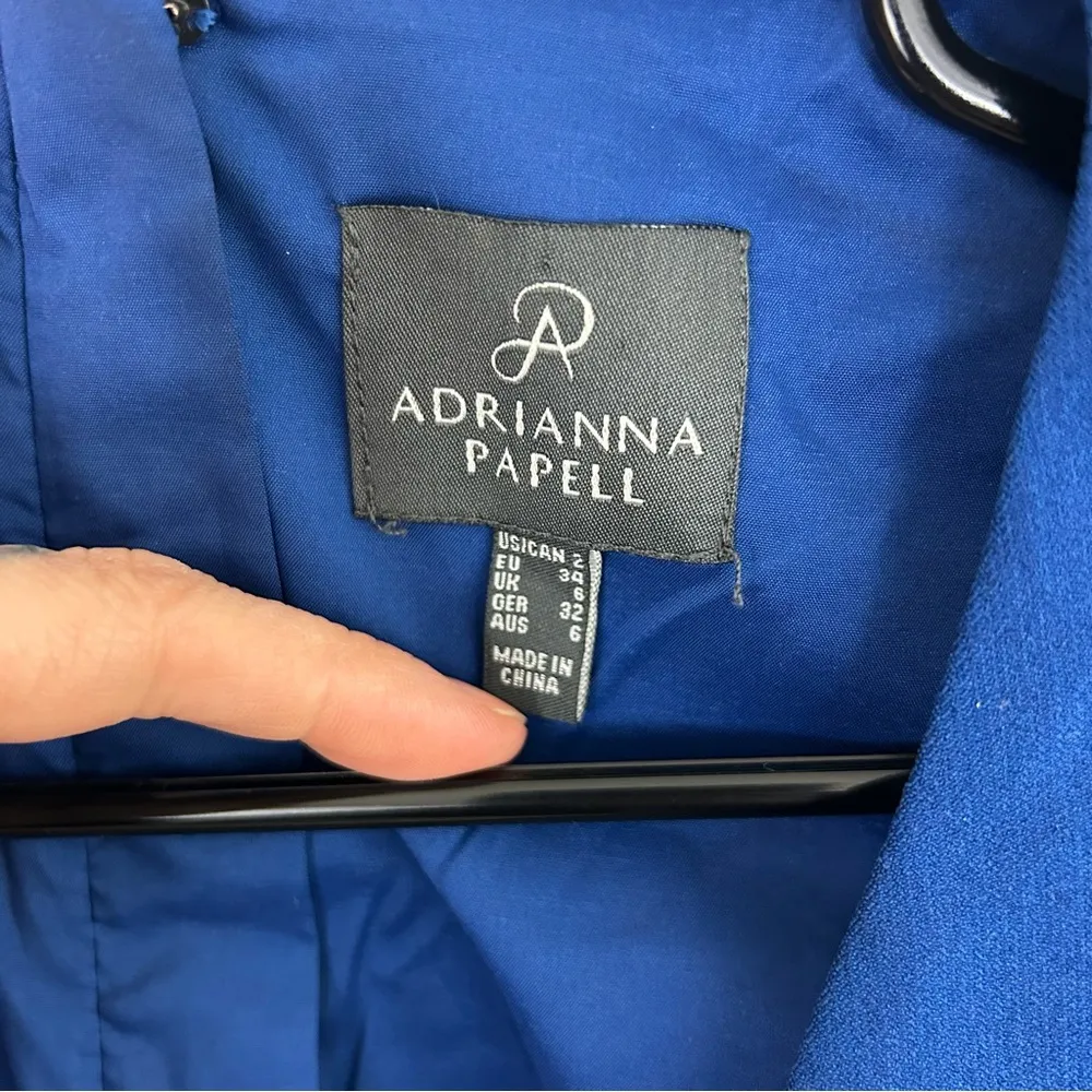 Adrianna Papell Blue Sleeveless V-neck Wrap Pleated Shift Dress Size 2 - Image 6