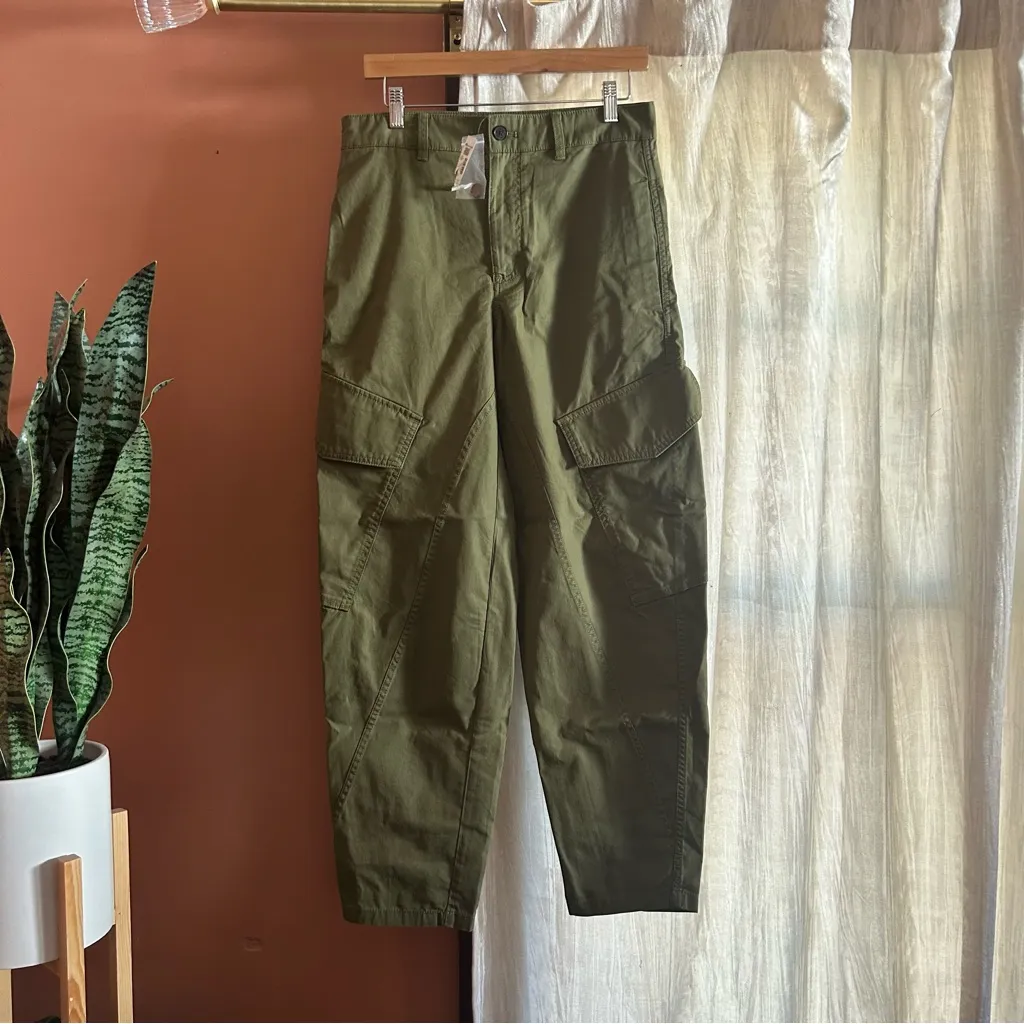 Madewell Tall Seamed Barrel-Leg Utility Pant in Garment-Dyed‎ Twill Green Size 2 - Image 3