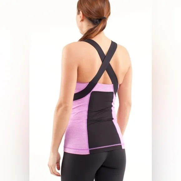 Lululemon Push Your Limits Tank Heathered Ultra‎ Violet/Black Size 6 EUC - Image 2