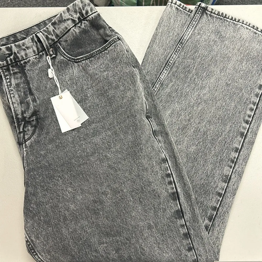 Good American Good '90s Loose Fit Jeans Denim Cotton Gray Black NWT Size 16 - Image 3