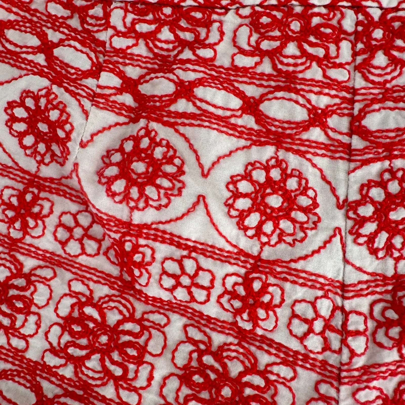 Ann Taylor LOFT Red Embroidered‎ Pattern Shorts Size 2 Coastal Boho - Image 6