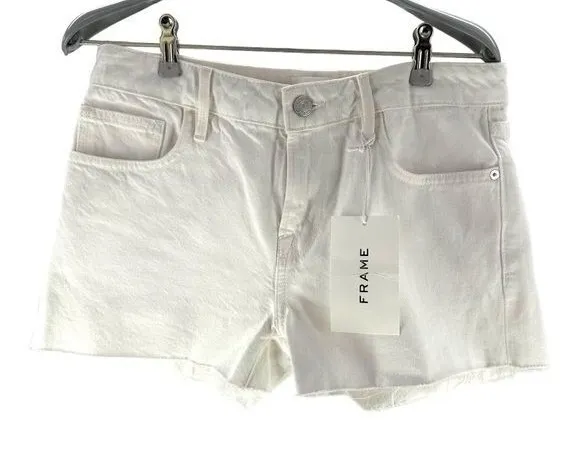 FRAME | NWT 25 White Le Grand Garçon Denim Shorts Jean - Image 1