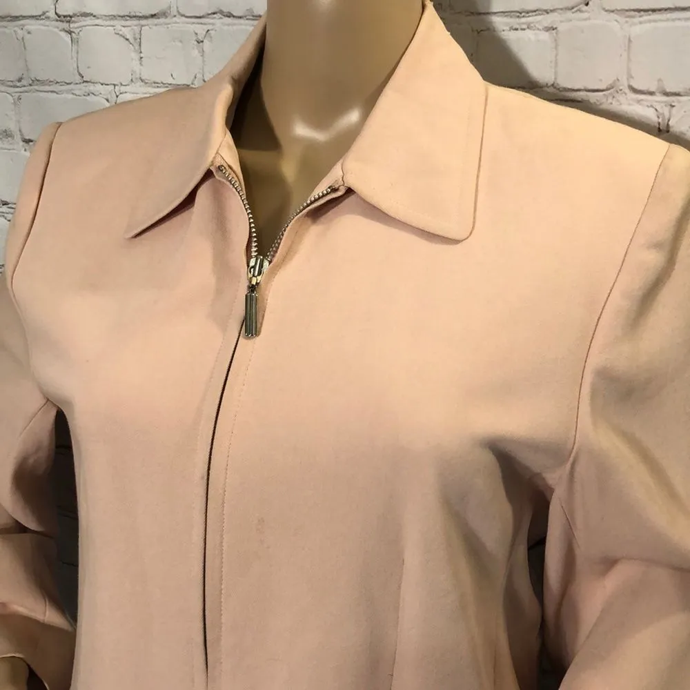 Lands’ End Vintage Pink Blazer Zip Front 1… - Image 2