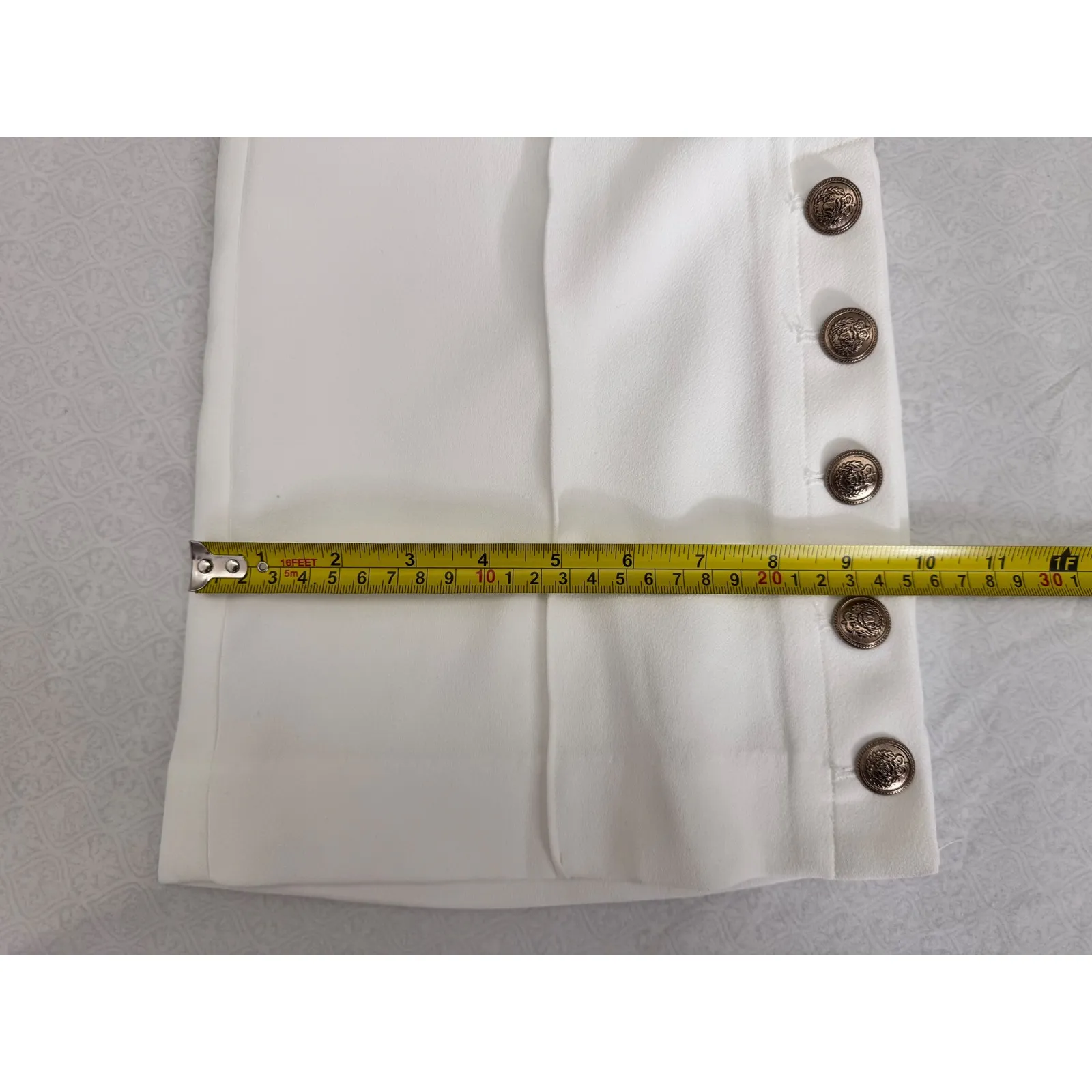 Aqua White Flare Leg Trousers Button Accents Career Pants Size‎ L - Image 12