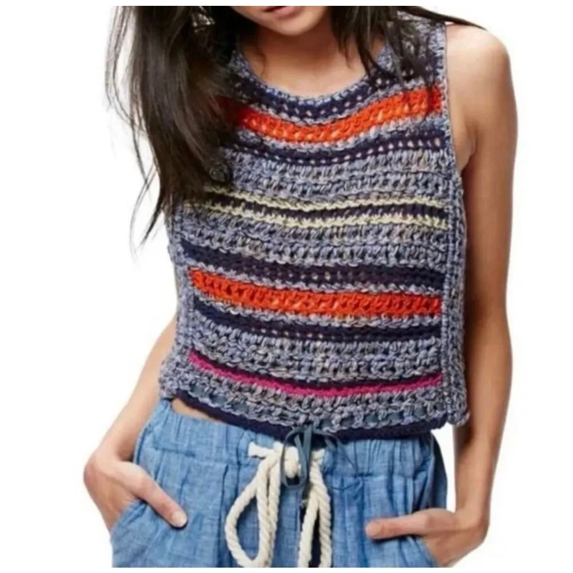 Free People Step Outside Crochet Sweater Top - Image 6