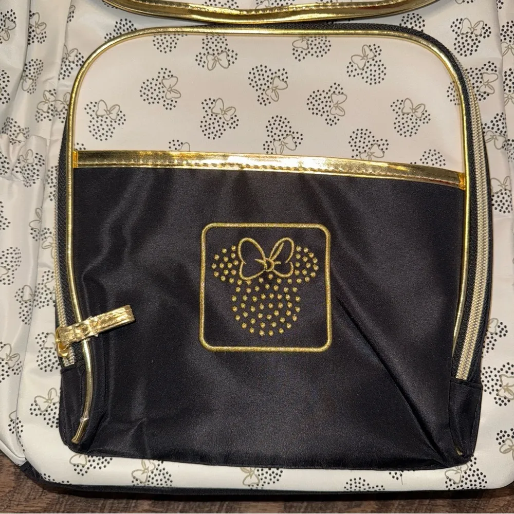 Disney  Minnie Mouse Multi- Purpose Diaper Bag Set Gold Backpack New with Tags - Image 3