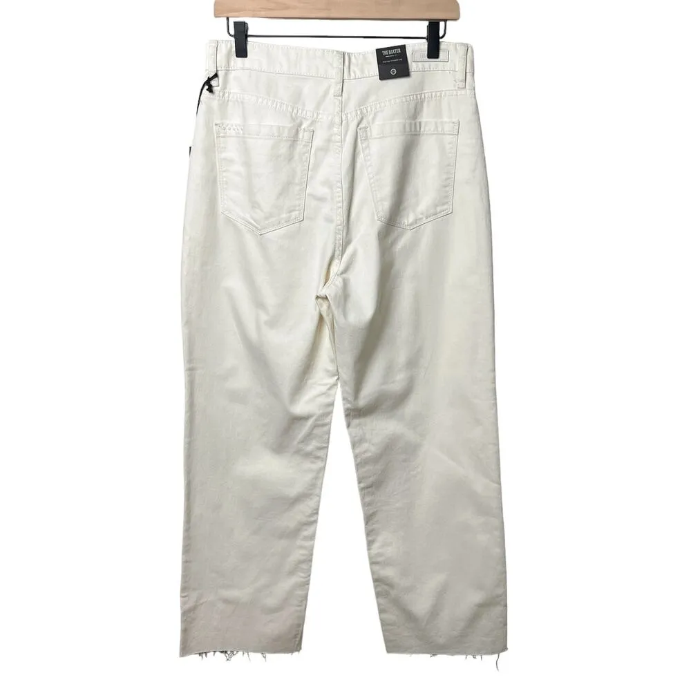 blank nyc the baxter ribcage high rise straight leg raw hem jeans cream white - Image 4