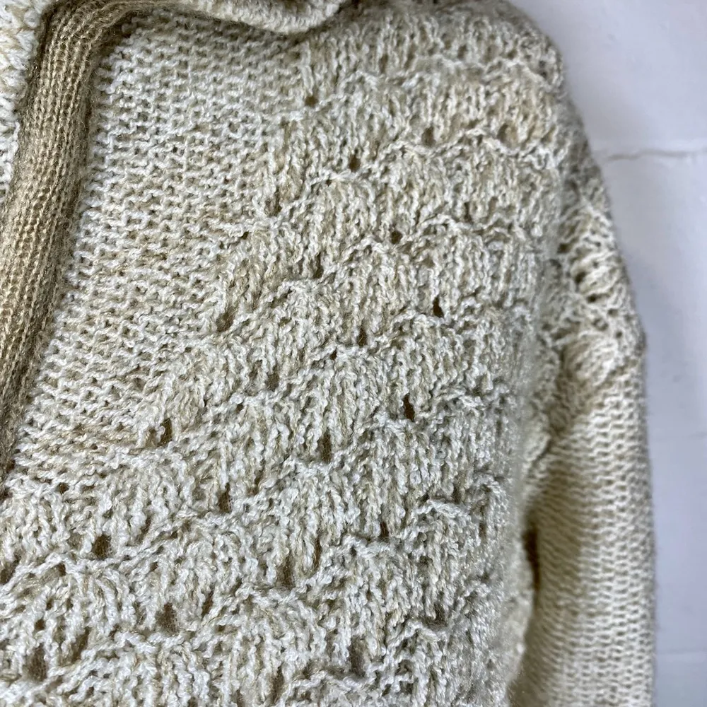 Love Stitch Oatmeal Beige Chunky Hoodie Zip Up & Toggle Knit Closure Cardigan - Image 3