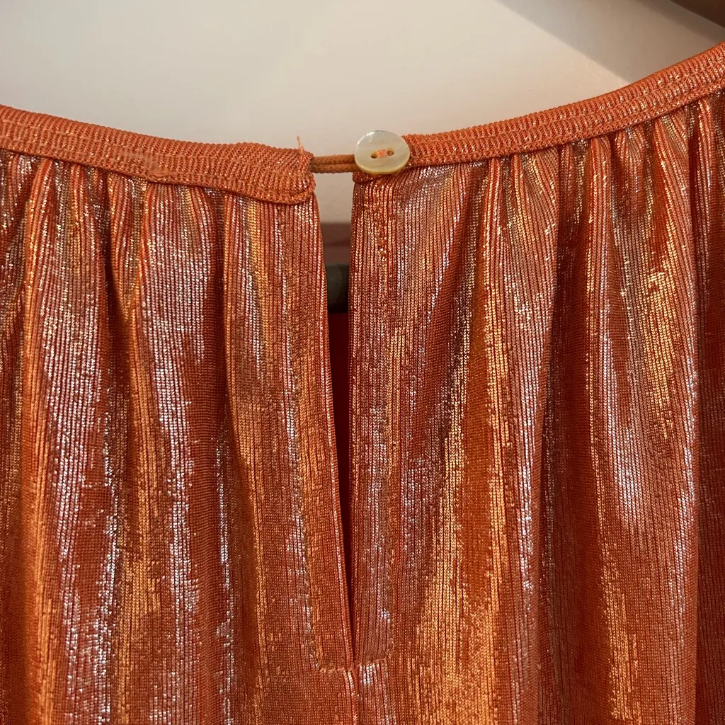 Molly Bracken Shimmery Sleeveless Top Copper Orange Size S - Image 9