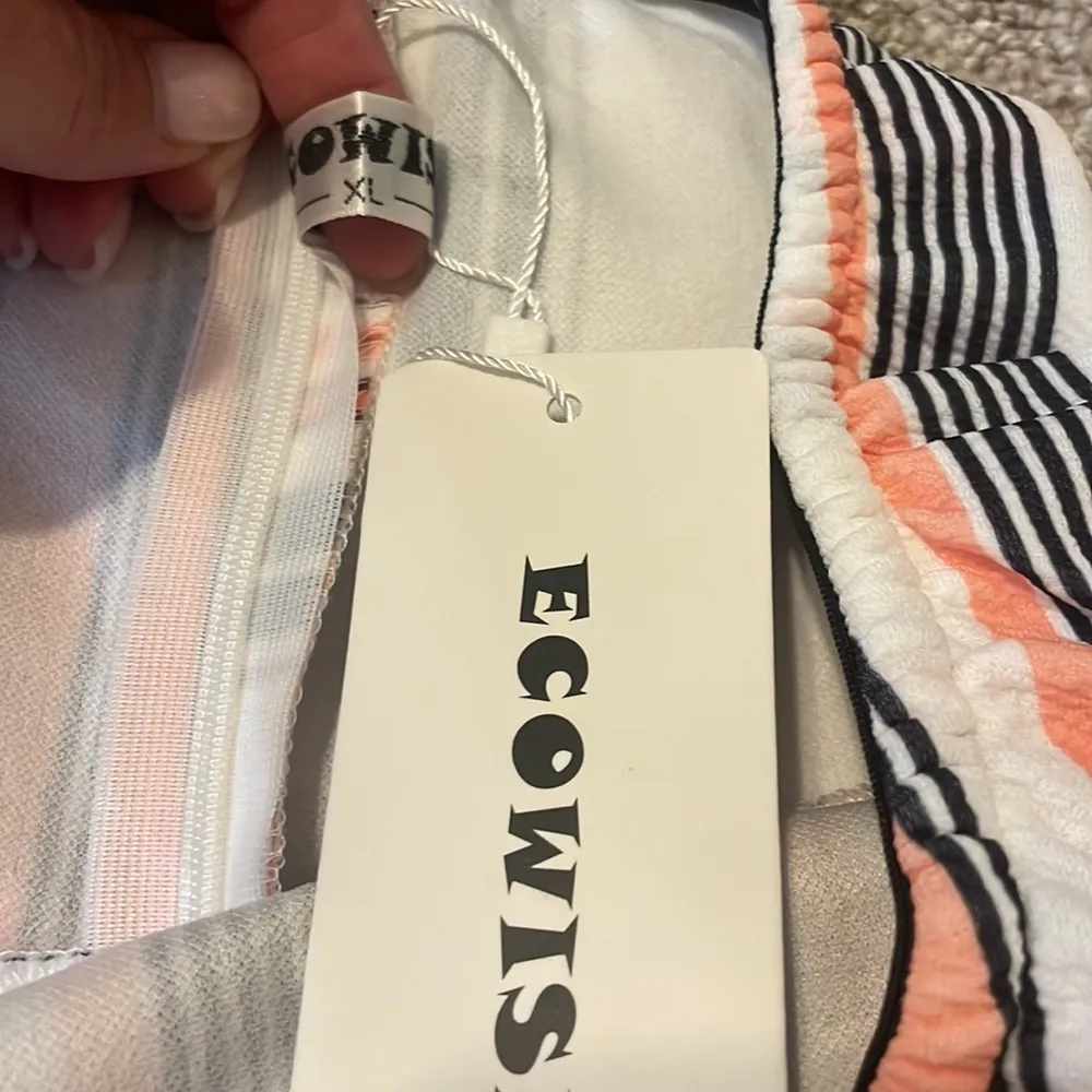 NWT- Ecowish Off Shoulder Ruffle Stripe Beach Shorts Romper - Image 6