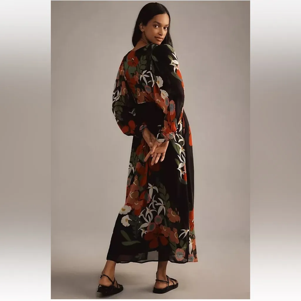 New Farm Rio by Anthropology Floral Long Sleeve Maxi Dress size small - Image 2