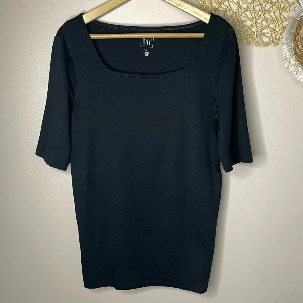 GAP Supima Cotton Square Neck Modern T-Shirt (black) - Large Tall - Image 2