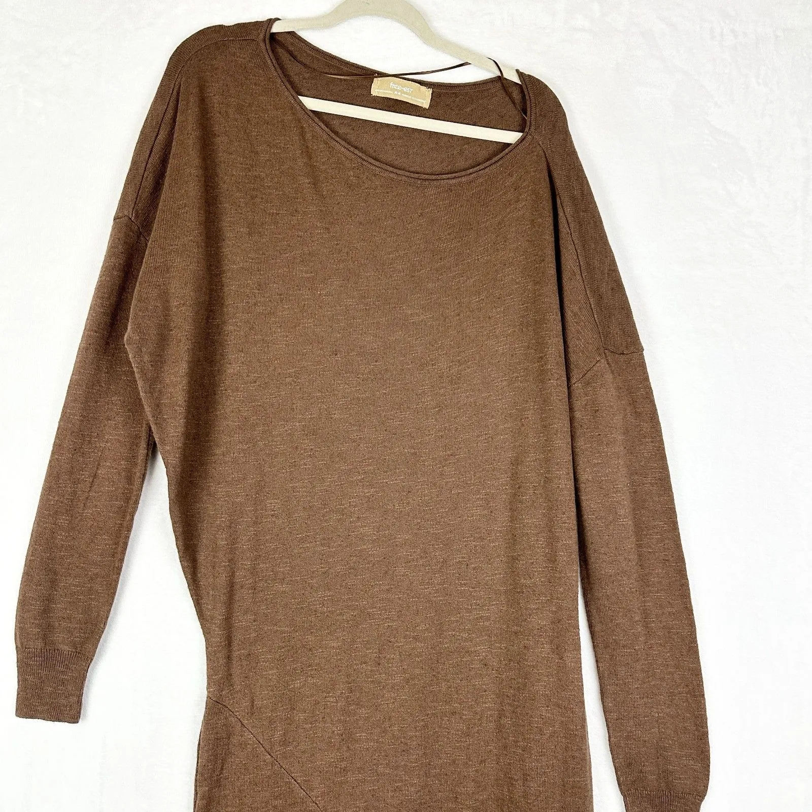 Free People Free-est Hollis Sweater Midi Dress Size Medium Carafe Cotton Linen - Image 6