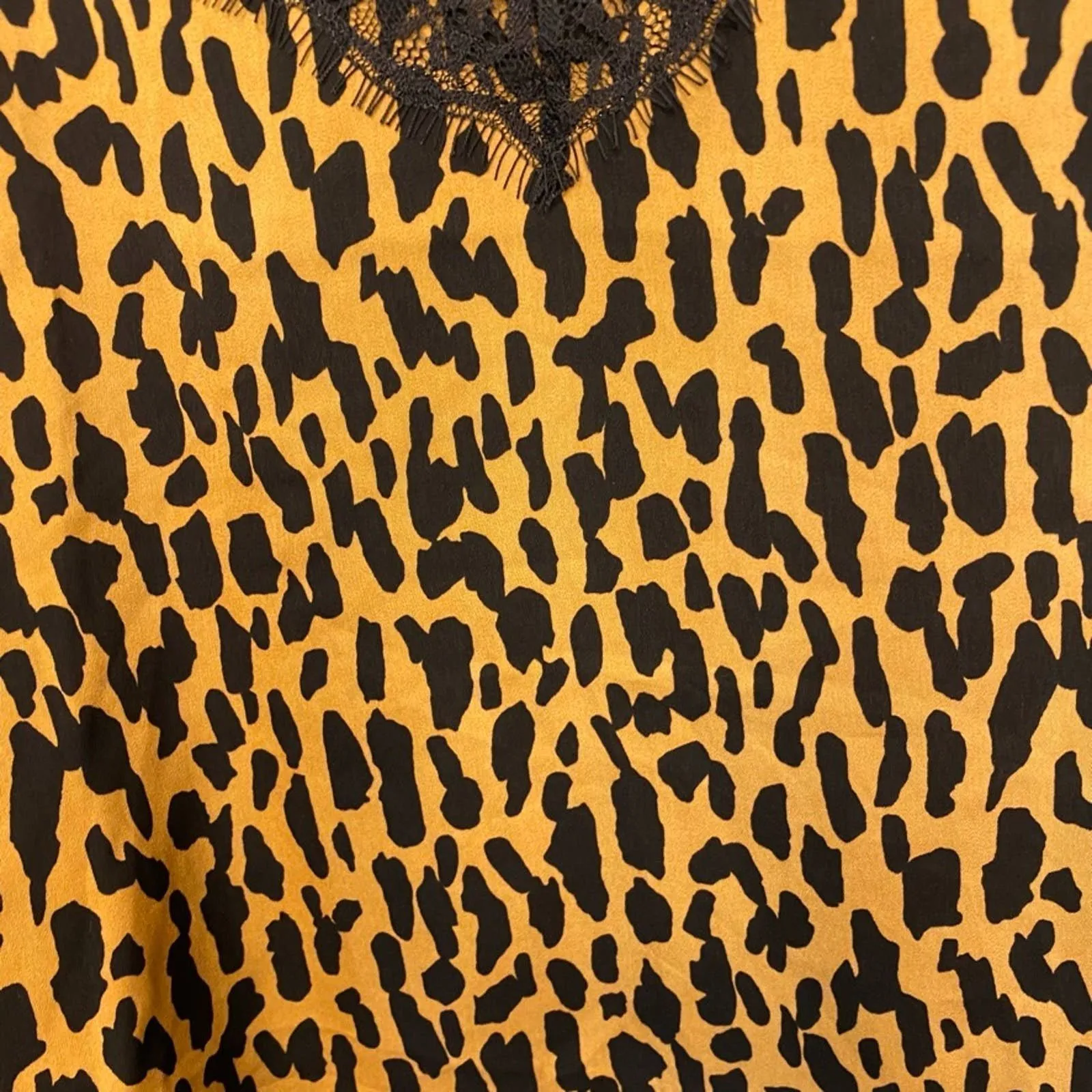 Leopard Print Cami Tank Top Black‎ Lace Trim Sleeveless - Image 3