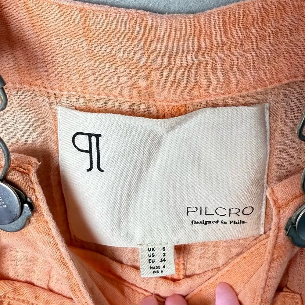 Anthropologie Pilcro Women’s Gauze Micro Overalls Peach Summer Beach US 2 New - Image 8
