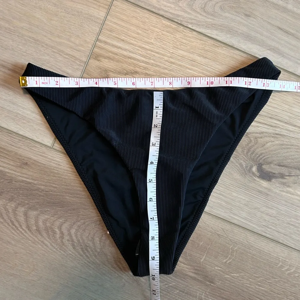 NWT Good American Swim Bottom Black Ribbed Mid Rise Better Bikini “2” Medium - Image 6