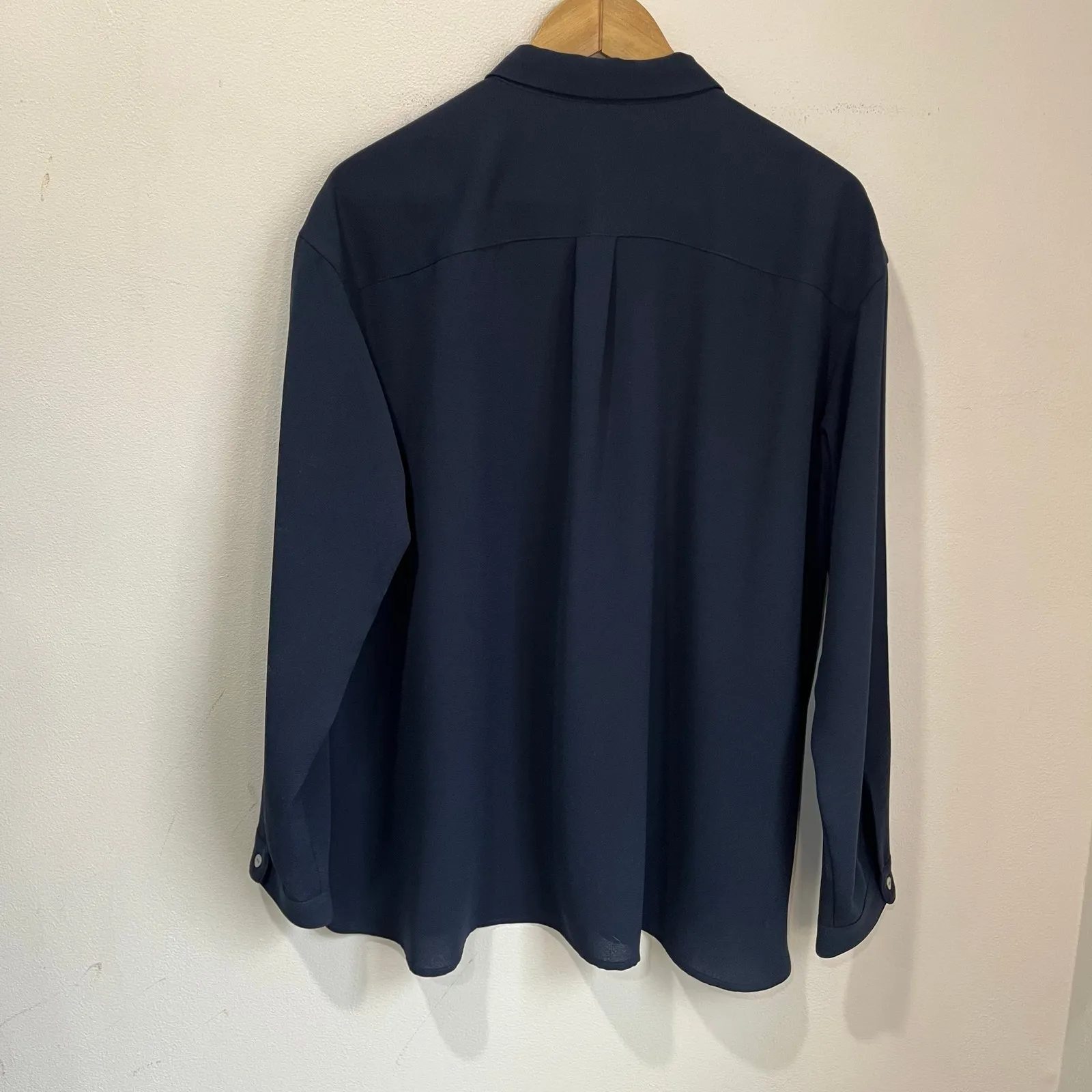 J. Jill Navy Button Down Blouse Soft Long Sleeve Work Office Top L Blue Size L - Image 2