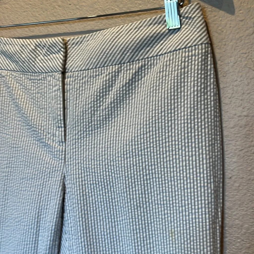 Ann Taylor Women’s Seersucker cropped pants tan white Size 6 - Image 4
