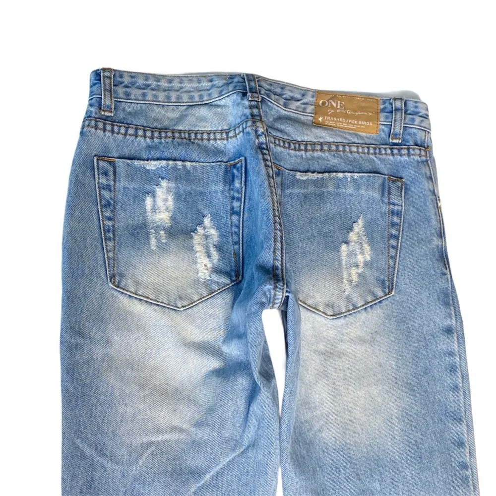 Rare: new Hailey Bieber’s  ☻︎ Patch Trashed Freebirds Jeans ☻︎ Rips - Image 11