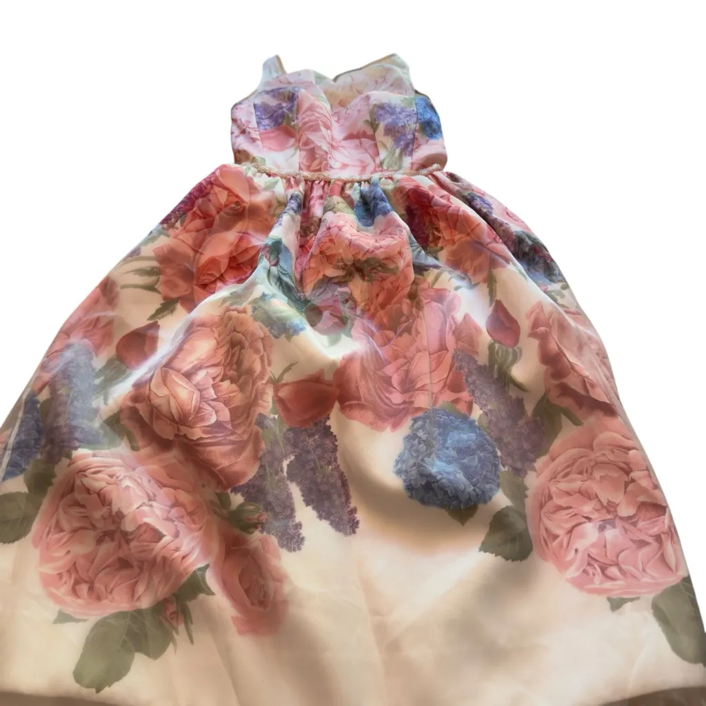 Carmen Marc Valvo Infusion Floral Midi Dress Size 4 Summer Wedding Guest in EUC - Image 10