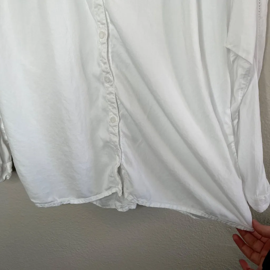 Cloth & Stone Anthropologie White Eyelet Trim Button-Up Woven Shirt L - Image 5