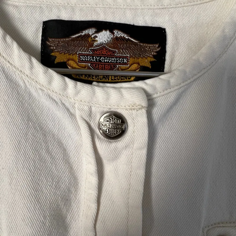 Harley-Davidson White Button Up Long Sleeve Shirt Jacket Women's Size M - Image 3
