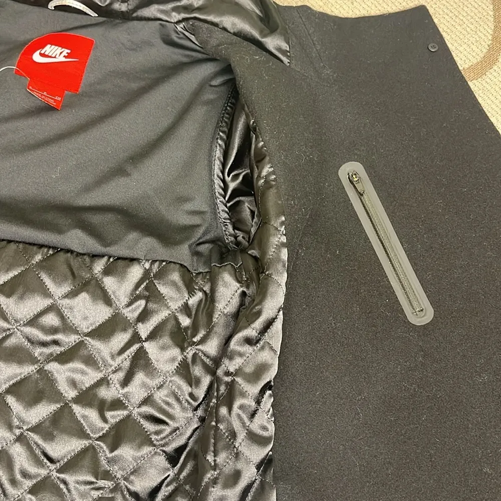 Nike Women's Destroyer Butterfly Black Wool Silver Leather Jacket - Image 9